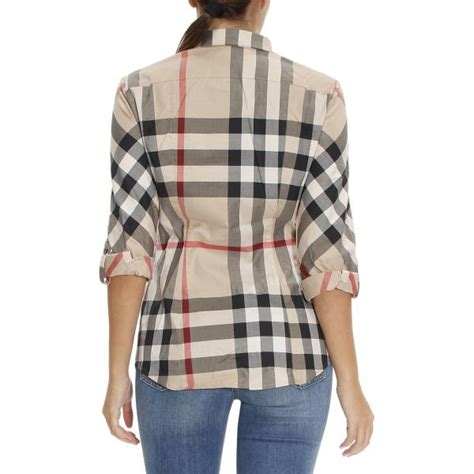 Camicia Burberry Donna M Beige Trama Classica Cotone Pre 